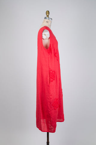 Robe cerise à relief floral (S/M à L/XL)