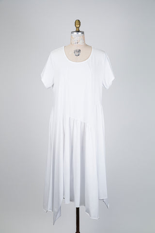 White dress with asymmetrical hem (one size)