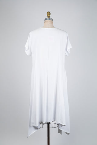 White dress with asymmetrical hem (one size)