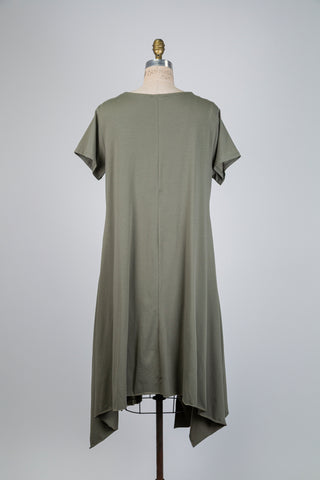 Robe kaki à ourlet asymétrique (TU)