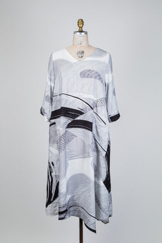 Robe grise à imprimé abstrait (S-M-XL)