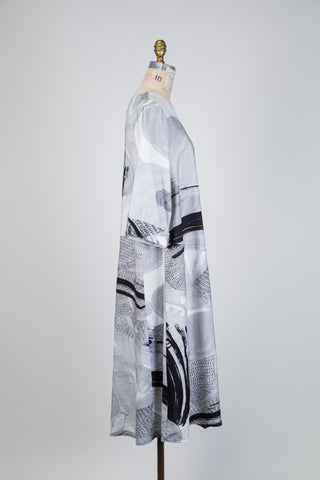 Robe grise à imprimé abstrait (S-M-XL)