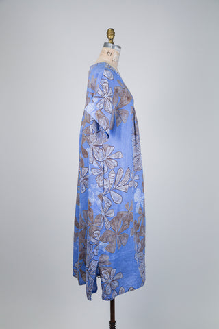 Robe bleue à feuillage tropical (TU)