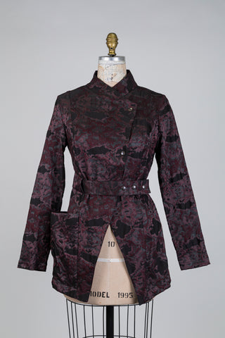Burgundy and black camo-chic jacket (XS-SM)