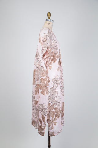 Pale pink dress with tropical foliage (OS)