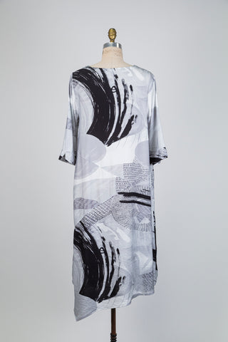 Robe grise à imprimé abstrait (S-M-XL)