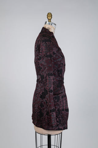 Burgundy and black camo-chic jacket (XS-SM)
