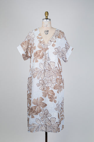 Robe bleue pâle à feuillage tropical (TU)