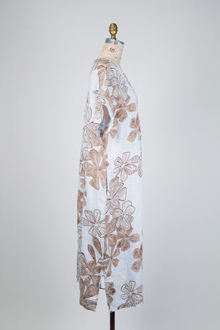 Robe bleue pâle à feuillage tropical (TU)
