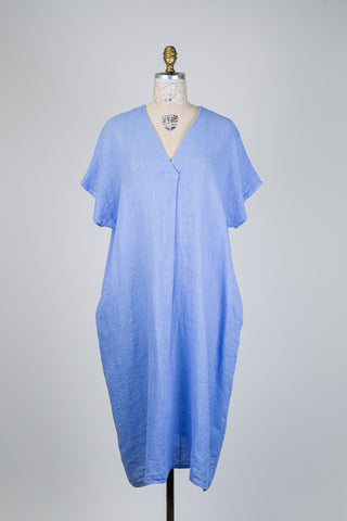 Robe midi en lin bleu (M)
