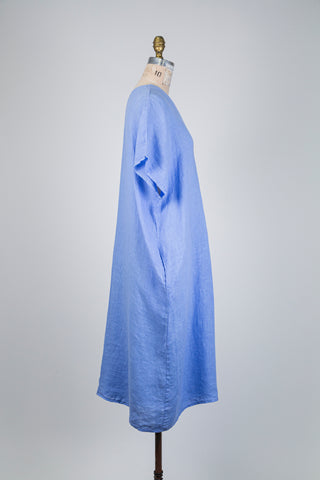 Robe midi en lin bleu (M)