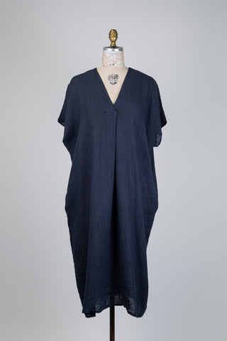 Navy linen midi dress (OS)