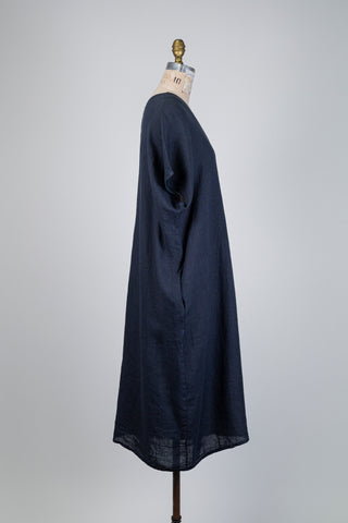 Navy linen midi dress (OS)
