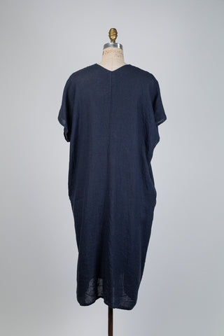 Navy linen midi dress (OS)
