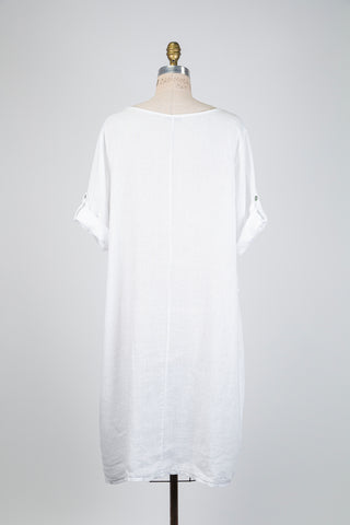 Robe midi blanche à relief floral (L/XL)