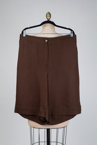 Chocolate Brown Flowy Bermuda Shorts (L)