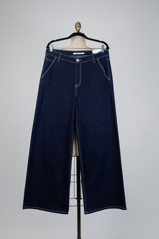 Pantalon large en denim bleu marine (14/16)