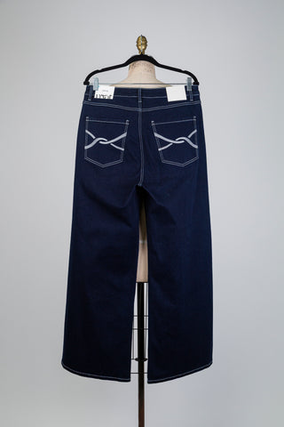 Pantalon large en denim bleu marine (14/16)