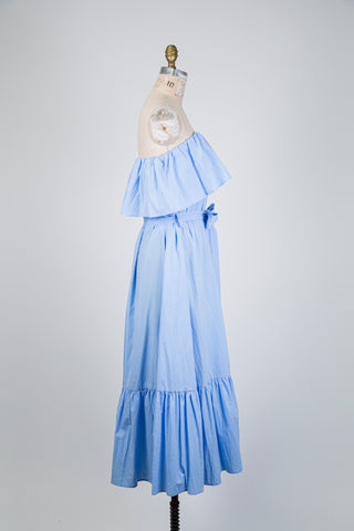 Blue ruffled strapless dress (12/14)