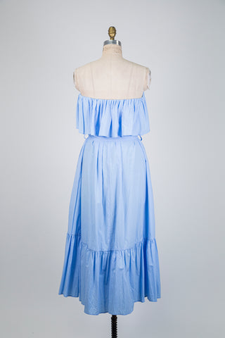 Blue ruffled strapless dress (12/14)