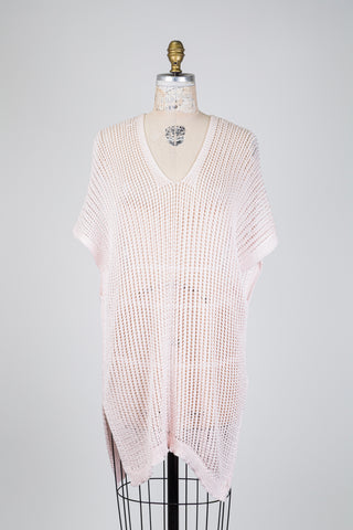 Shimmering openwork knit pink tunic (12/18)