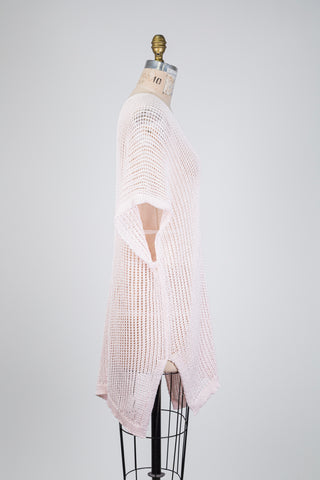 Shimmering openwork knit pink tunic (12/18)