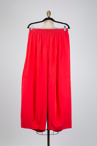 Pantalon large rouge clair effet velouté (8)