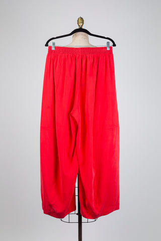 Pantalon large rouge clair effet velouté (8)