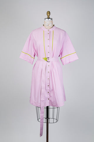 Robe chemisier rose accent lime (14/16)
