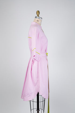 Robe chemisier rose accent lime (14/16)