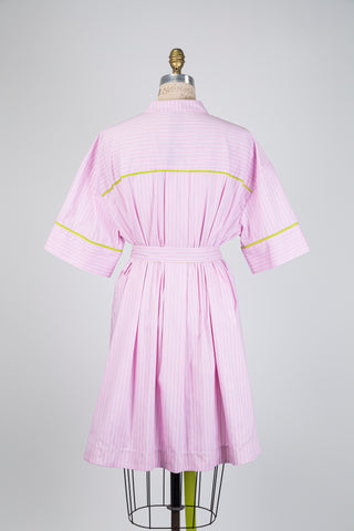 Robe chemisier rose accent lime (14/16)