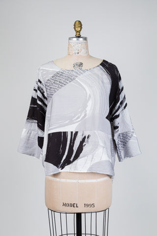 Blouse grise à imprimé abstrait (S+M)