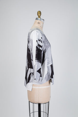 Blouse grise à imprimé abstrait (S+M)