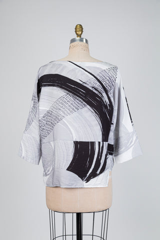 Blouse grise à imprimé abstrait (S+M)