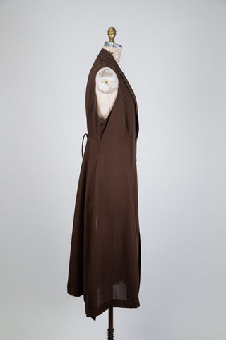 Blazer long brun chocolat sans manches (14/16)