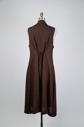 Blazer long brun chocolat sans manches (14/16)