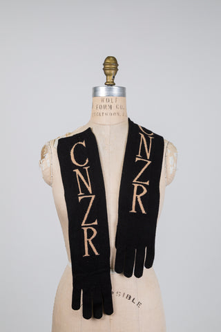 Gants en cachemire noir et beige (TU)