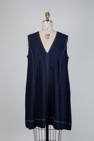 Denim blue trapeze dress (14/16)