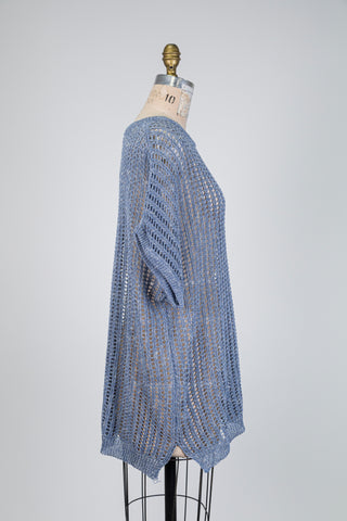 Chandail bleu en maille ajourée scintillante (14/18)