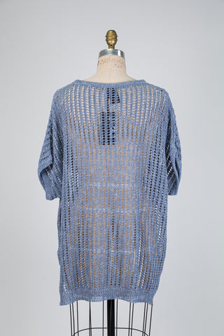 Chandail bleu en maille ajourée scintillante (14/18)
