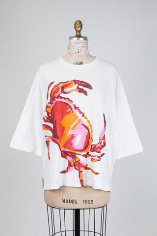 White t-shirt with crab print (14/16)