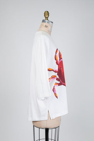 White t-shirt with crab print (14/16)