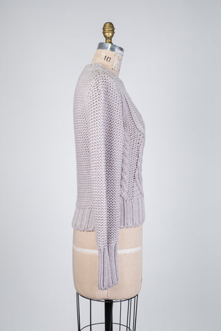 Grey pure cable-knit wool sweater (2)