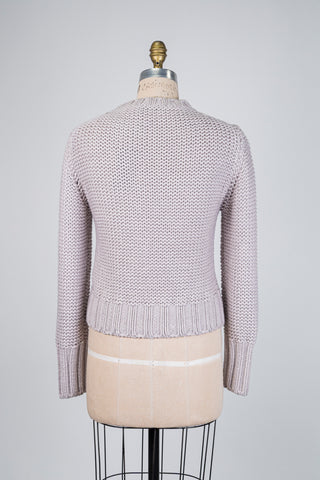 Grey pure cable-knit wool sweater (2)