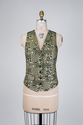 Gilet tailleur vert à broderies dorées (6)