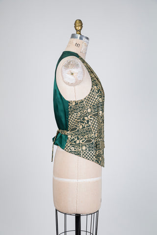 Gilet tailleur vert à broderies dorées (6)