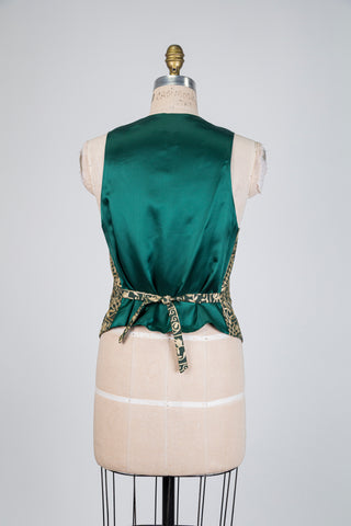 Gilet tailleur vert à broderies dorées (6)
