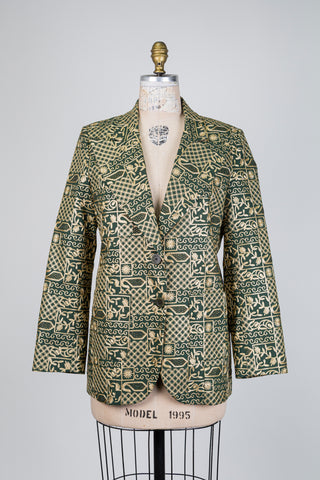 Blazer vert à broderies dorées (6)