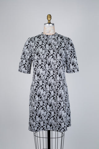 Black and silver floral jacquard dress (L+XL)
