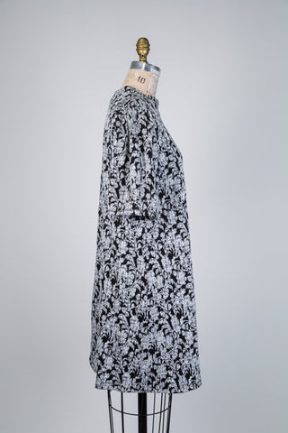 Black and silver floral jacquard dress (L+XL)